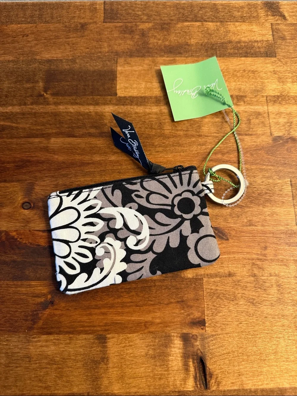 Vera Bradley Yellow and Black Floral Zip Card Wallet - Picture 2 of 4